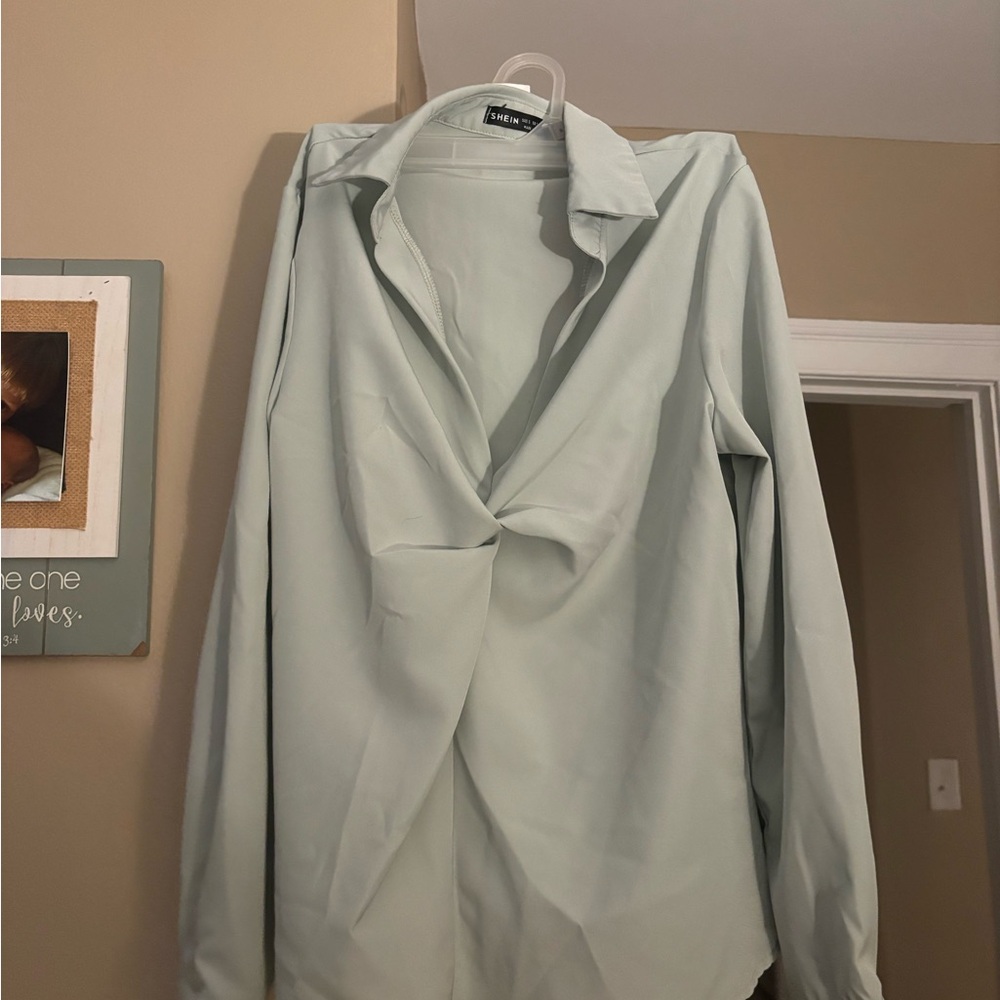 SHEIN Women's Light Green Blouse